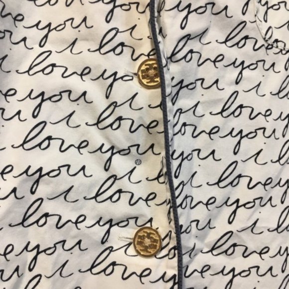 Tory Burch “I Love You” Buttoned Sleepshirt Size Small - Picture 7 of 10
